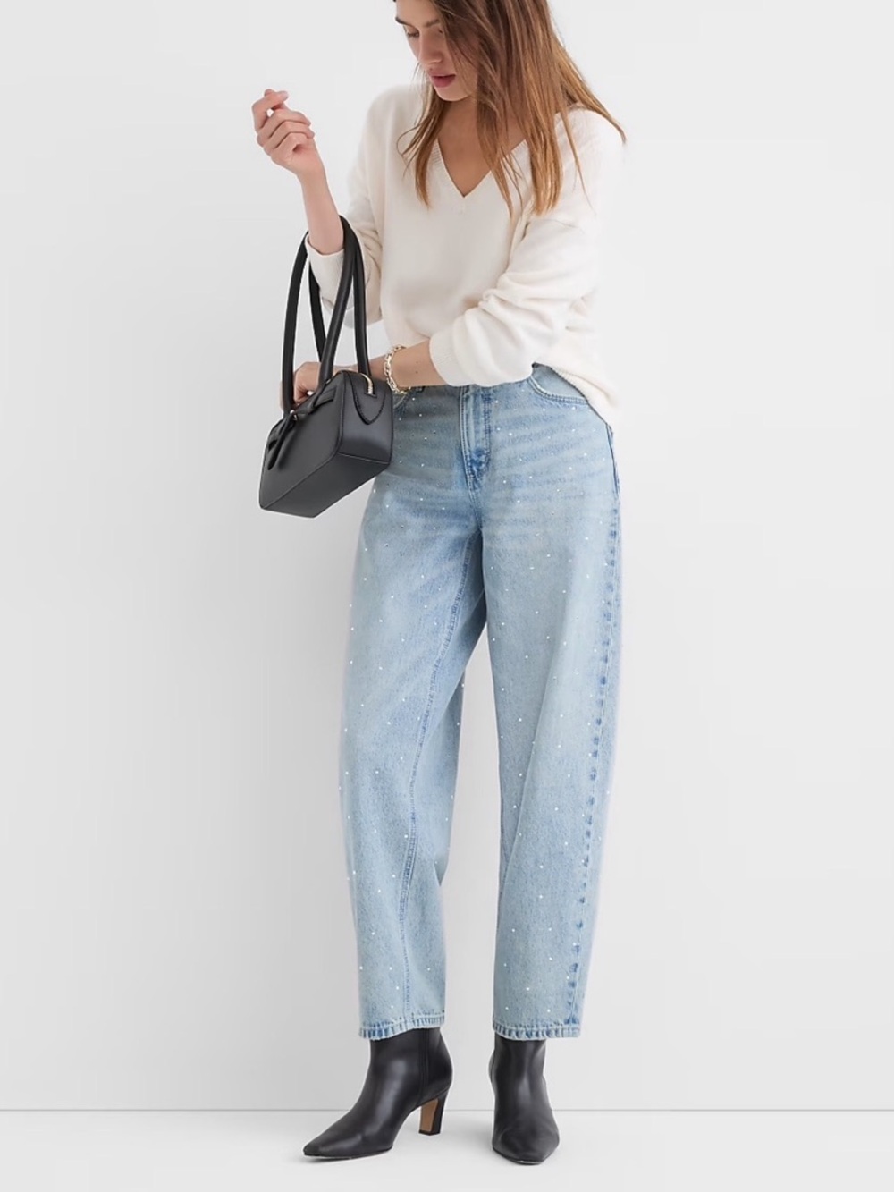 Loft The Barrel Rhinestone Jeans